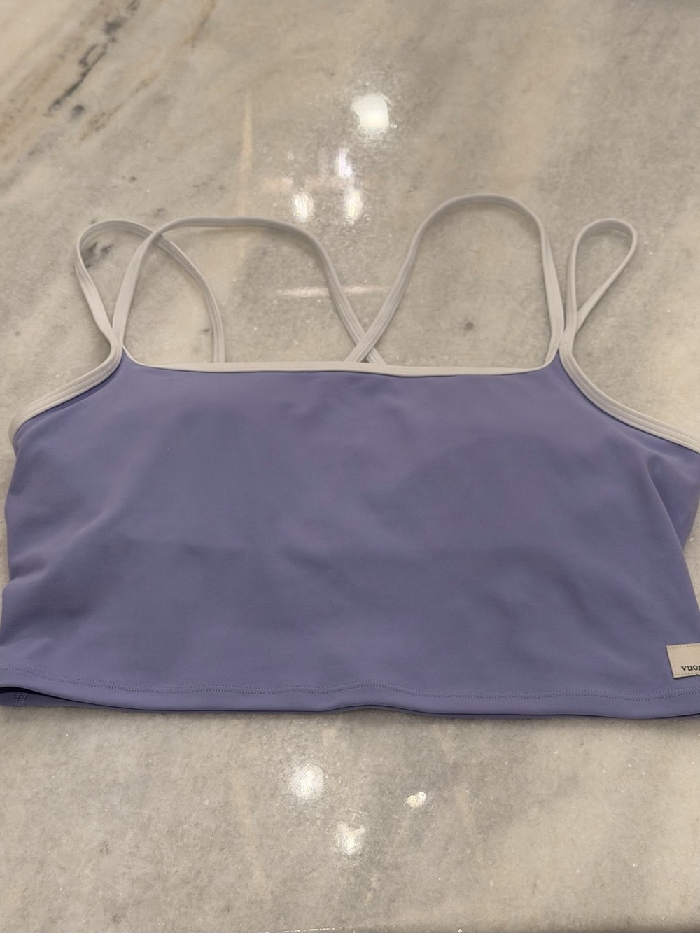 Vuori Daily Layered Tank Purple Strappy Crop Top